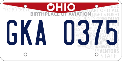 OH license plate GKA0375
