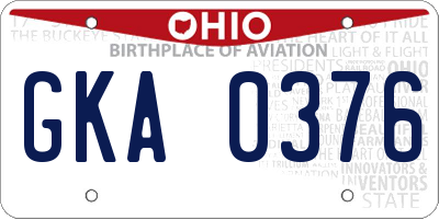 OH license plate GKA0376