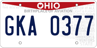 OH license plate GKA0377