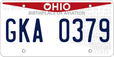 OH license plate GKA0379