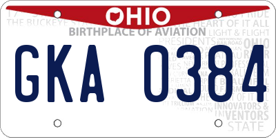 OH license plate GKA0384