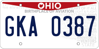 OH license plate GKA0387