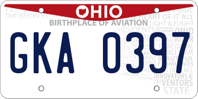 OH license plate GKA0397