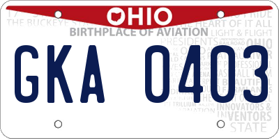 OH license plate GKA0403