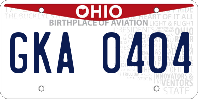 OH license plate GKA0404