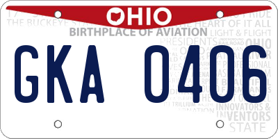 OH license plate GKA0406