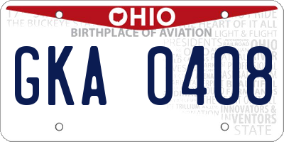 OH license plate GKA0408