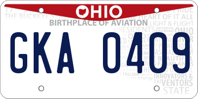 OH license plate GKA0409
