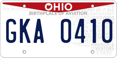 OH license plate GKA0410