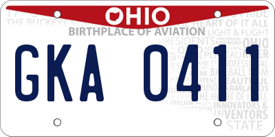 OH license plate GKA0411