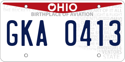 OH license plate GKA0413