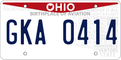 OH license plate GKA0414