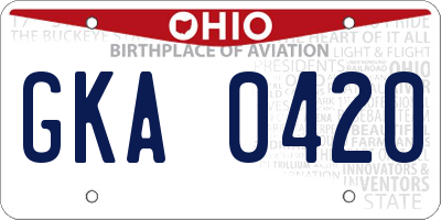 OH license plate GKA0420