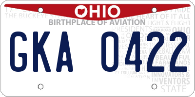 OH license plate GKA0422