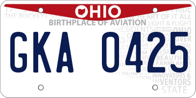 OH license plate GKA0425