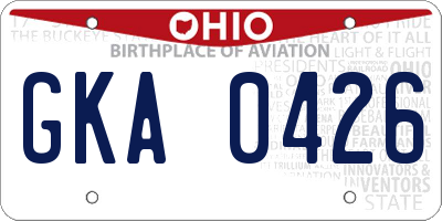 OH license plate GKA0426