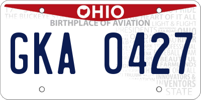 OH license plate GKA0427