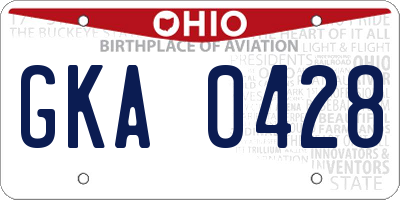 OH license plate GKA0428