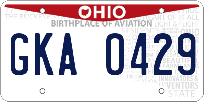OH license plate GKA0429