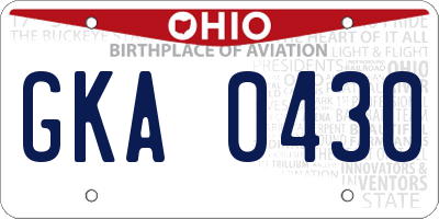 OH license plate GKA0430