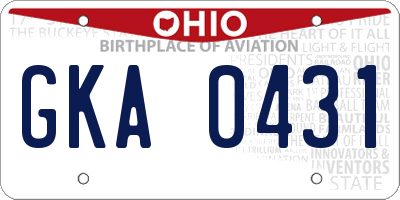 OH license plate GKA0431