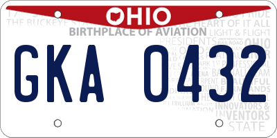 OH license plate GKA0432