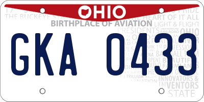 OH license plate GKA0433