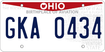 OH license plate GKA0434