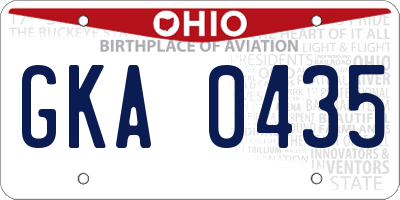 OH license plate GKA0435