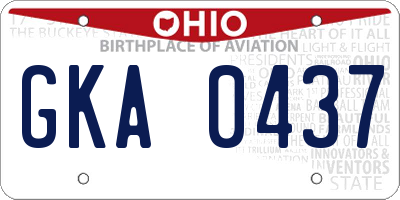 OH license plate GKA0437