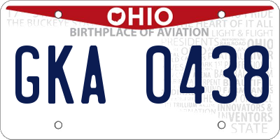 OH license plate GKA0438