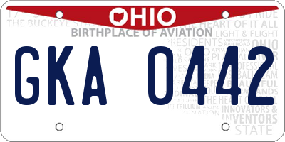 OH license plate GKA0442