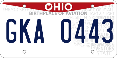 OH license plate GKA0443