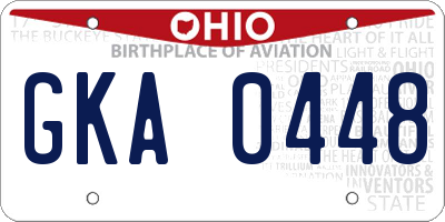 OH license plate GKA0448