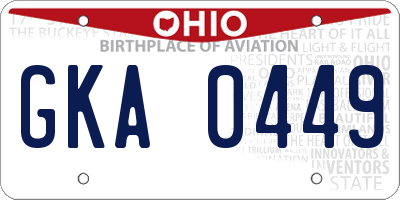 OH license plate GKA0449