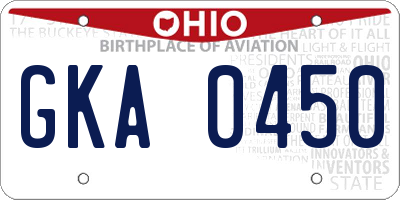 OH license plate GKA0450