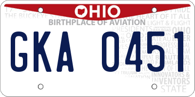OH license plate GKA0451