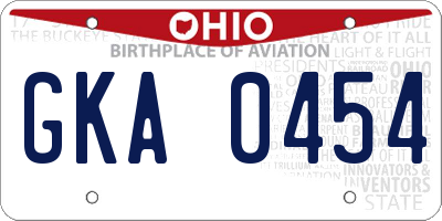 OH license plate GKA0454