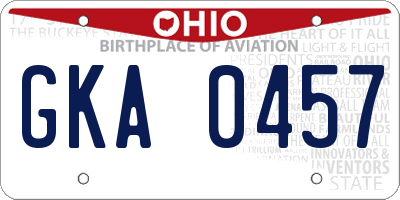 OH license plate GKA0457