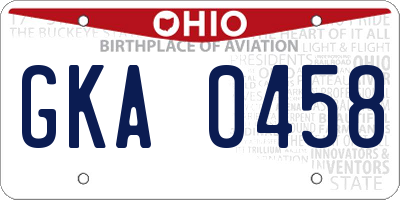 OH license plate GKA0458