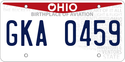 OH license plate GKA0459
