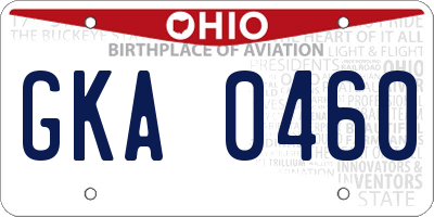 OH license plate GKA0460