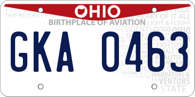 OH license plate GKA0463