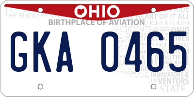 OH license plate GKA0465