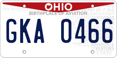 OH license plate GKA0466
