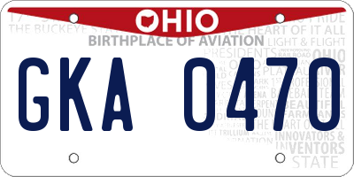 OH license plate GKA0470
