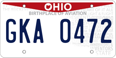 OH license plate GKA0472