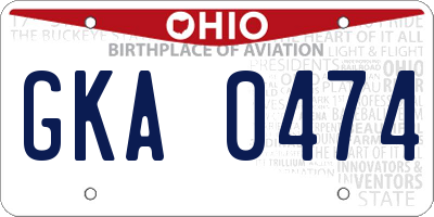 OH license plate GKA0474