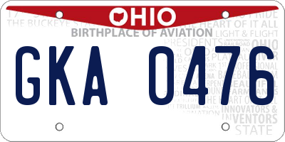 OH license plate GKA0476