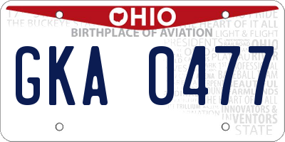 OH license plate GKA0477